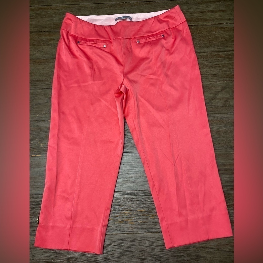 Valerie Stevens Pink Ankle Crop Capri Pants Faux Pockets Size 10P